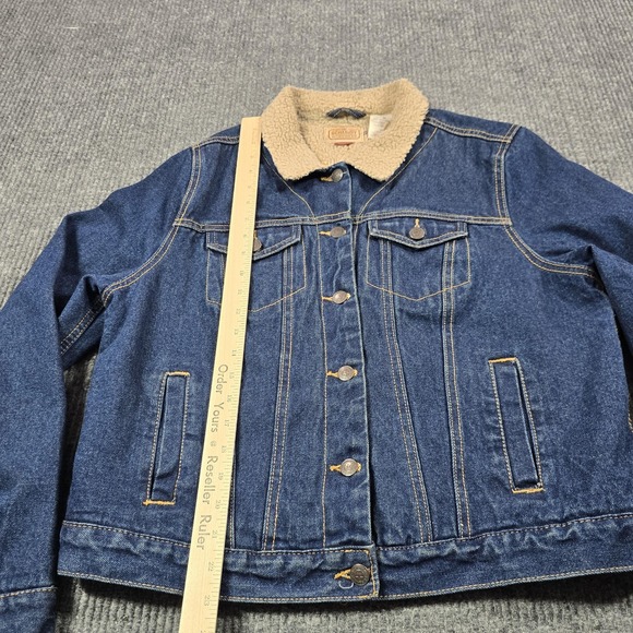 C.E. Schmidt Workwear Jacket Womens XL Blue Denim Lined Sherpa Collar Pockets - Picture 7 of 12